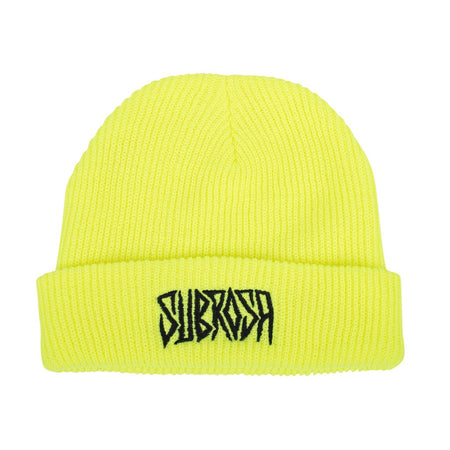 Subrosa Carved Beanie - Neon Yellow With Black Stitching