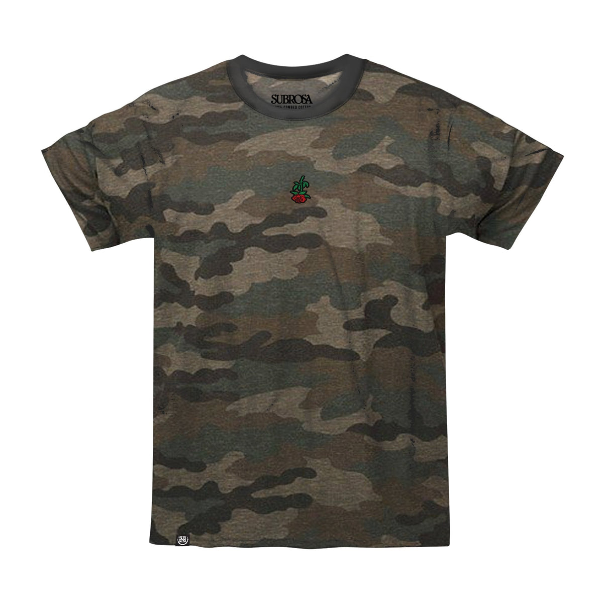 Subrosa Rose Embroidery T-Shirt - Camo