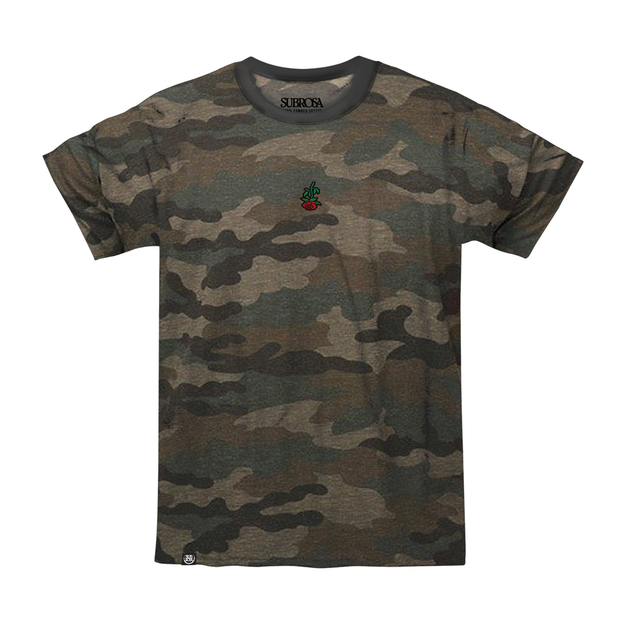Subrosa Rose Embroidery T-Shirt - Camo