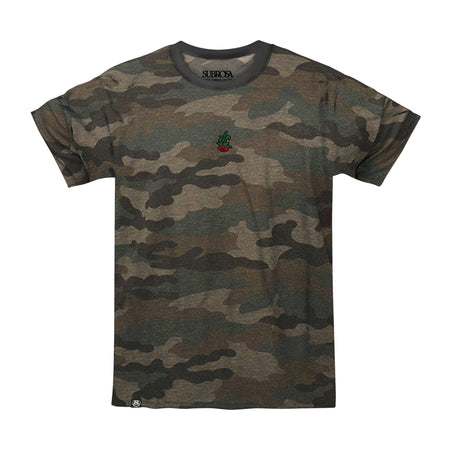 Subrosa Rose Embroidery T-Shirt - Camo