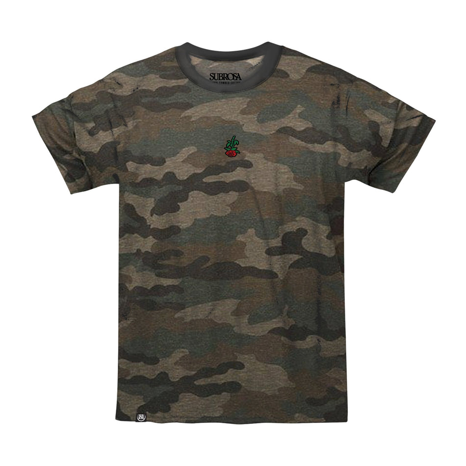 Subrosa Rose Embroidery T-Shirt - Camo