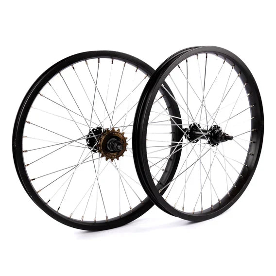 Tribal BMX Tribal 18" RHD Wheelset - Black with Silver Spokes 16 Tooth