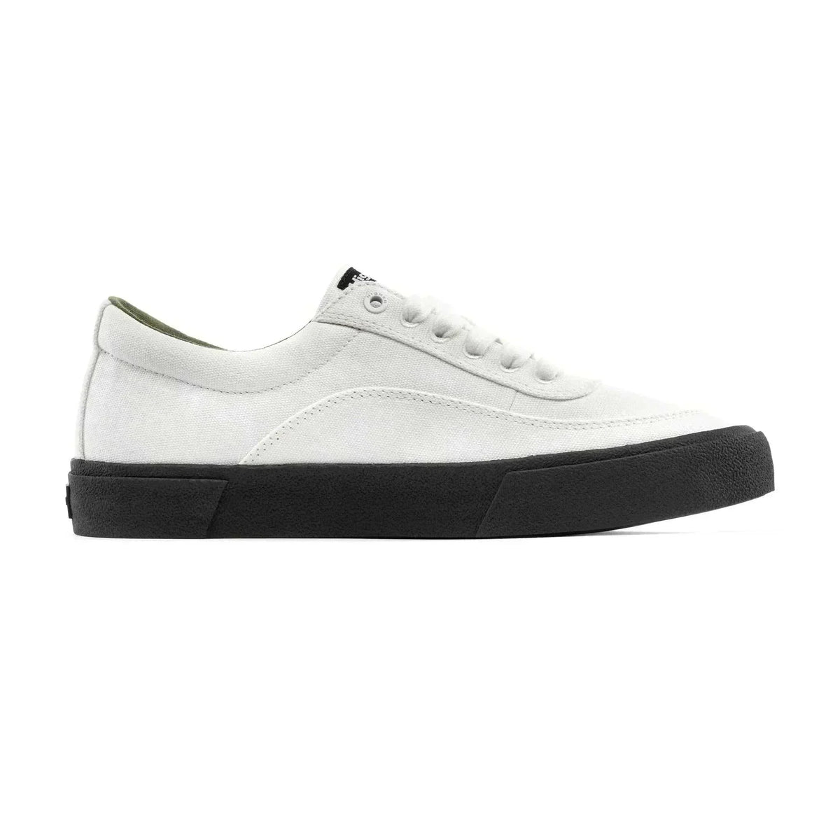 HIGHER CRYPT CANVAS Raw Ecru Low-Profile Canvas Sneaker With Black Textured Sole And Reinforced Toe And Side Panels
