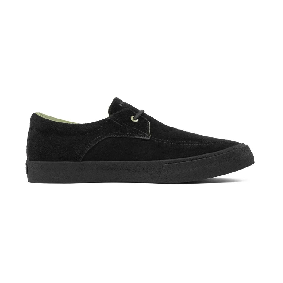 HIGHER Salem Suede Black Slip-On Shoe With Single Lace, Full Suede Upper, And Thick Vulcanised Sole.