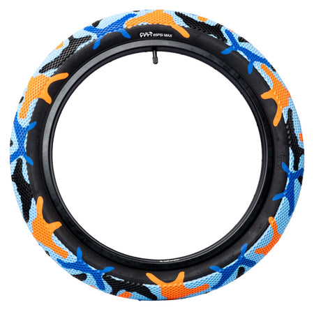 Cult 26" Vans Tyre - Blue / Orange Camo With Black Sidewall 2.10" | BMX
