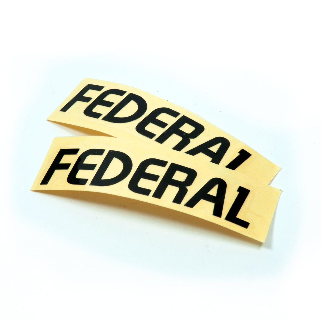 Federal Die Cut Logo Stickers - Black 84x18mm (Pair)