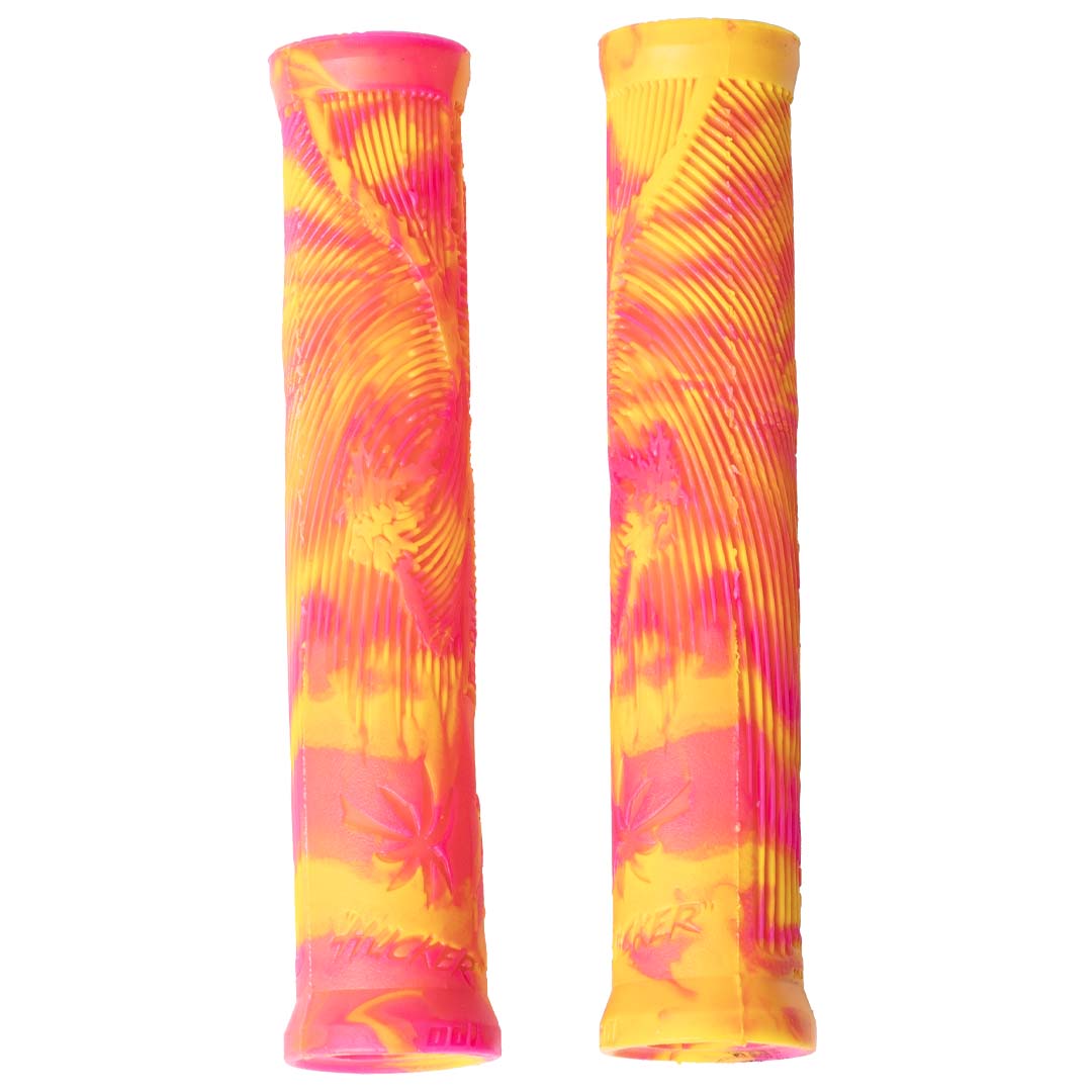 ODI Hucker Flangeless Grips - Pink / Yellow 160mm