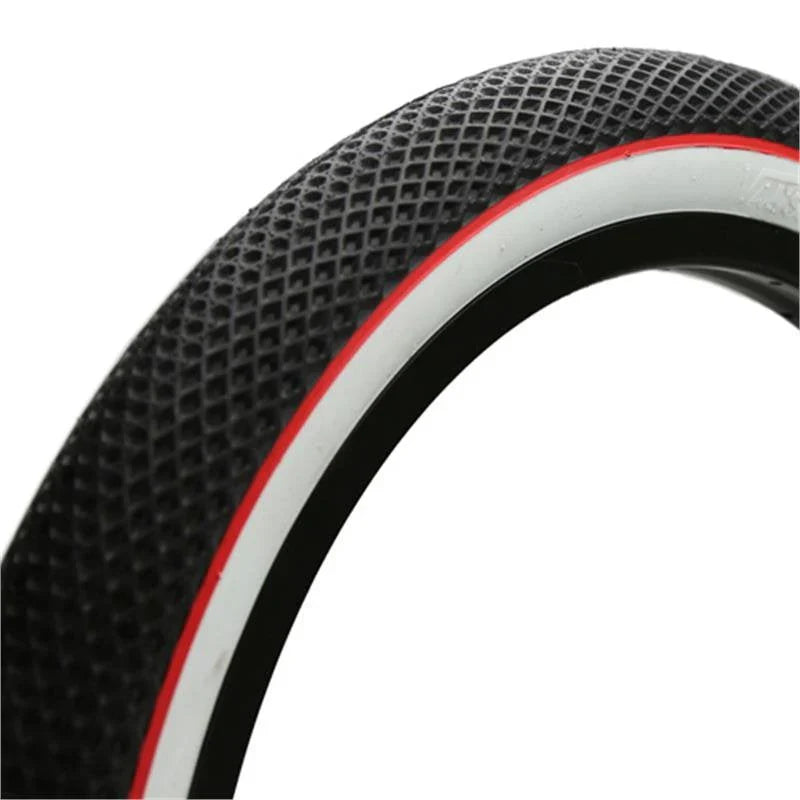 Cult 18" Vans Tyre - Black With White Sidewall And Red Stripe 2.30"