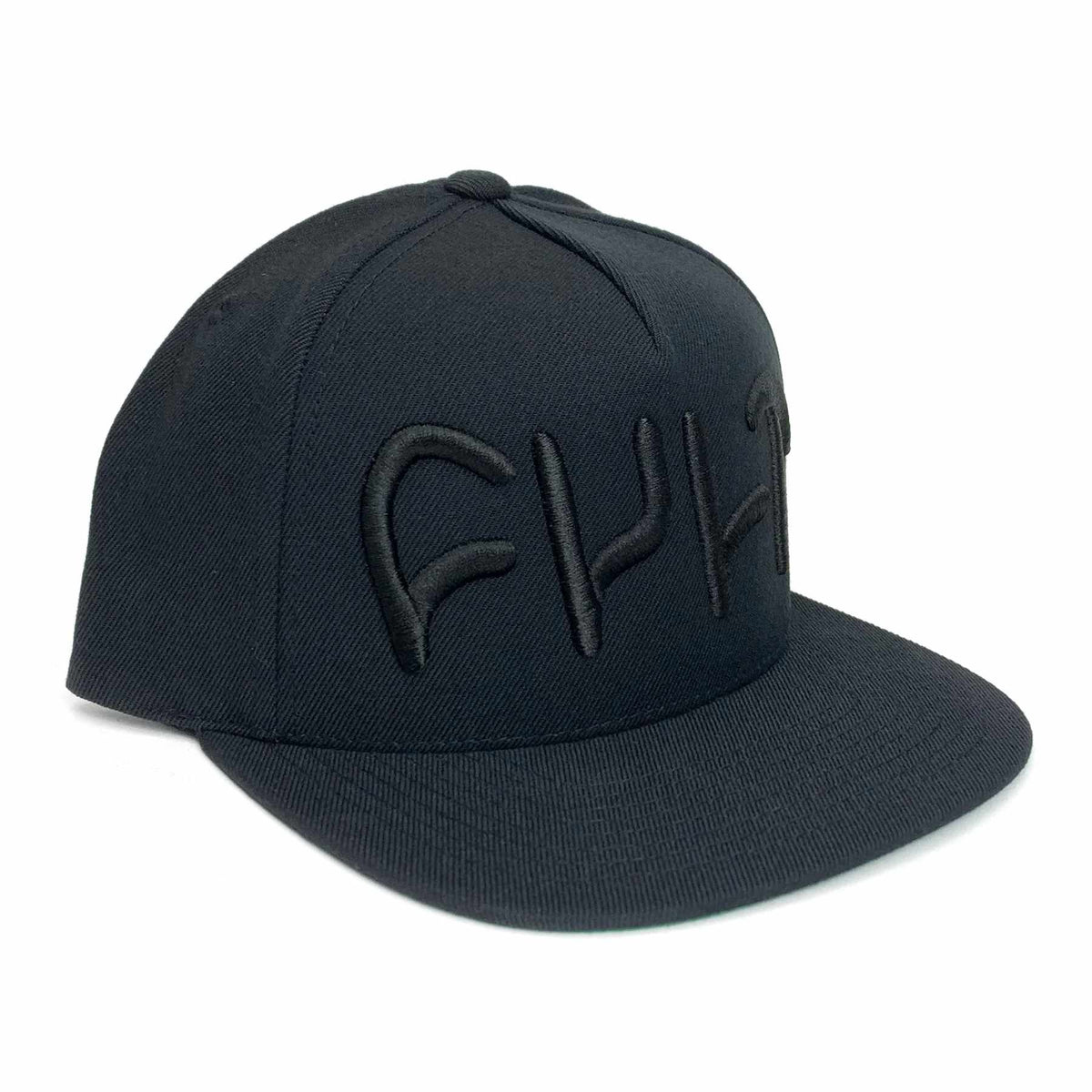 Cult Big Logo Snapback - Black With Black Embroidery